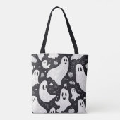 Spooky Niedlich Ghost Halloween Schwarz-weiß Tasche (Rückseite)