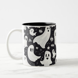 Spooky Niedlich Ghost Halloween Schwarz-weiß Zweifarbige Tasse