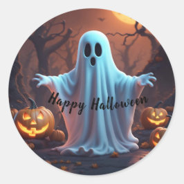Spooky Niedlich Ghost Happy Halloween Runder Aufkleber