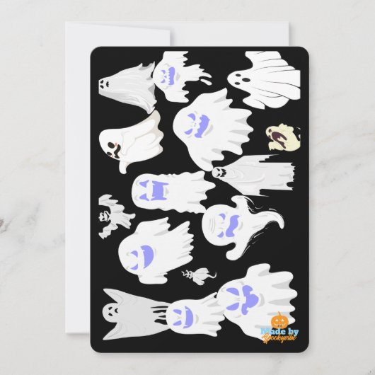 Spooky Niedlich Ghost Illustration Muster - Hallow Einladung (Vorderseite)