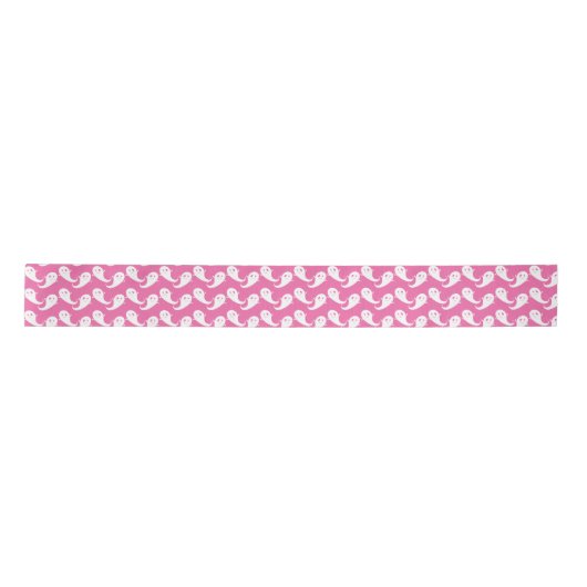 Spooky Niedlich Ghost Pattern Pink Halloween Band Satinband (Vorderseite)