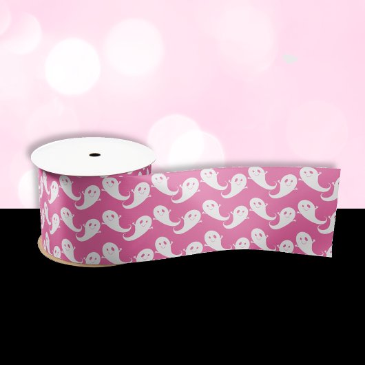 Spooky Niedlich Ghost Pattern Pink Halloween Band Satinband