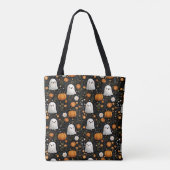 Spooky Niedlich Ghost & Pumpkin Pattern Halloween Tasche (Rückseite)