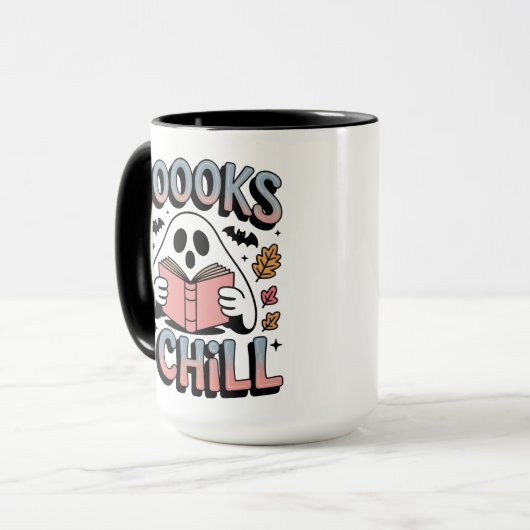 Spooky Niedlich Ghost Reading Book Tasse (Vorderseite Links)