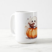 Spooky Niedlich Ghost Reading - Cosy Halloween Pum Kaffeetasse (Vorderseite Links)