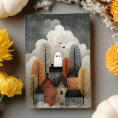 Spooky Niedlich Ghost Town WasserfarbenHalloween Postkarte