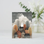 Spooky Niedlich Ghost Town WasserfarbenHalloween Postkarte (Stehend Vorderseite)