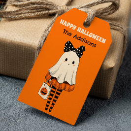 Spooky Niedlich Ghost Trick oder Treat Happy Hallo Geschenkanhänger