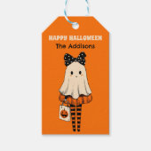 Spooky Niedlich Ghost Trick oder Treat Happy Hallo Geschenkanhänger (Vorderseite)