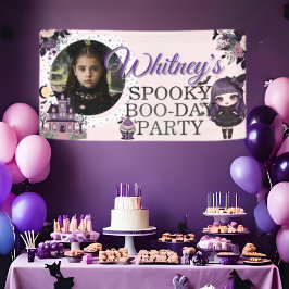 Spooky Niedlich gothic Lila Geburtstagskarte Banner