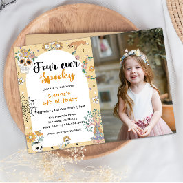 Spooky Niedlich Halloween Ghost 4. Geburtstag Foto Einladung