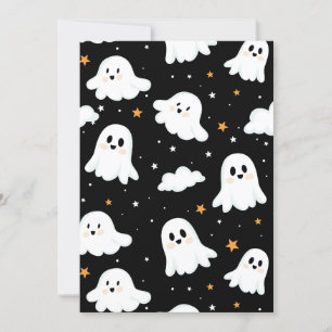 Spooky Niedlich Halloween Ghost Cloudy Star Sky Feiertagskarte