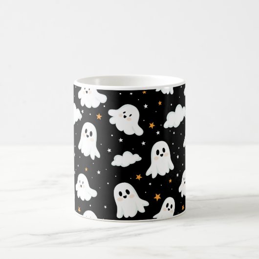 Spooky Niedlich Halloween Ghost Cloudy Star Sky Kaffeetasse (Mittel)