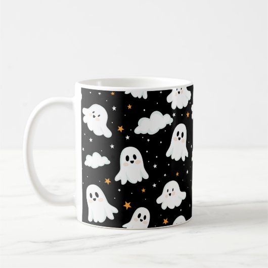 Spooky Niedlich Halloween Ghost Cloudy Star Sky Kaffeetasse (Links)