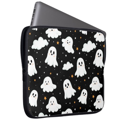 Spooky Niedlich Halloween Ghost Cloudy Star Sky Laptopschutzhülle (Vorne Rechts)