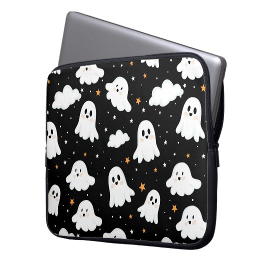 Spooky Niedlich Halloween Ghost Cloudy Star Sky Laptopschutzhülle (Vorderseite Links)