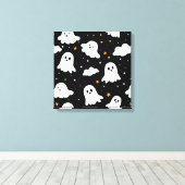 Spooky Niedlich Halloween Ghost Cloudy Star Sky Leinwanddruck (Insitu (Holzboden))