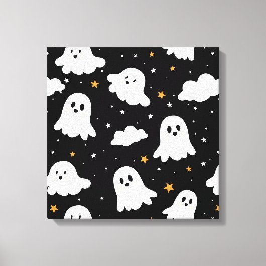 Spooky Niedlich Halloween Ghost Cloudy Star Sky Leinwanddruck (Vorderseite)