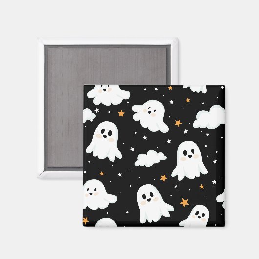 Spooky Niedlich Halloween Ghost Cloudy Star Sky Magnet (Vorderseite/Rückseite)