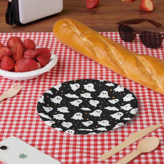Spooky Niedlich Halloween Ghost Cloudy Star Sky Pappteller (Picknick)