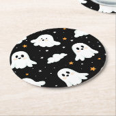 Spooky Niedlich Halloween Ghost Cloudy Star Sky Runder Pappuntersetzer (Angewinkelt)