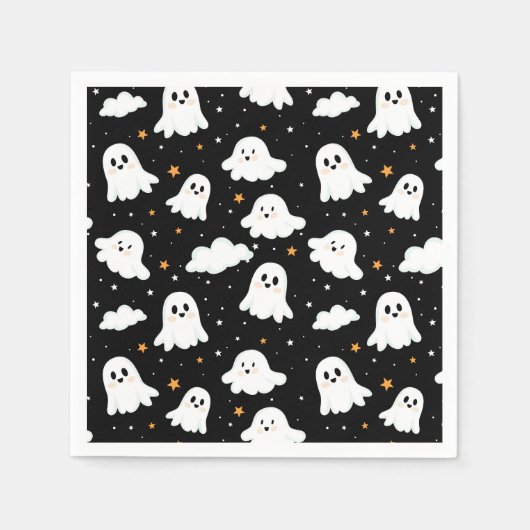 Spooky Niedlich Halloween Ghost Cloudy Star Sky Serviette (Vorderseite)