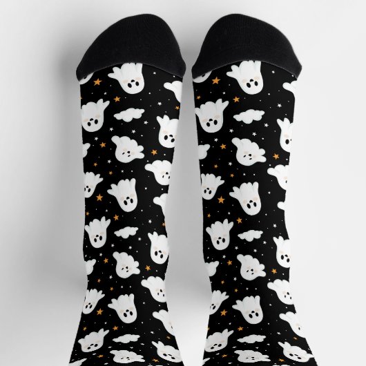 Spooky Niedlich Halloween Ghost Cloudy Star Sky Socken (Oben)