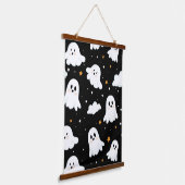 Spooky Niedlich Halloween Ghost Cloudy Star Sky Wandteppich Mit Holzrahmen (Gewinkelt)