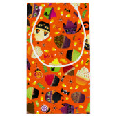 Spooky Niedlich Halloween Kitty Cat Cupcakes Kleine Geschenktüte (Rückseite)