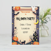 Spooky Niedlich Halloween-Party Einladung (Stehend Vorderseite)