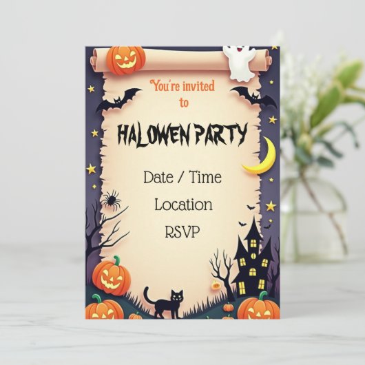 Spooky Niedlich Halloween-Party Einladung (Stehend Vorderseite)