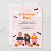 Spooky Niedlich Halloween Spuk Häuser Einladung (Vorderseite)