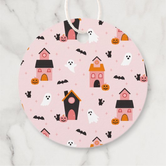 Spooky Niedlich Halloween Spuk Häuser Geschenkanhänger (Rückseite)