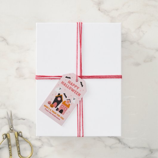 Spooky Niedlich Halloween Spuk Häuser Geschenkanhänger (Mit Garn)