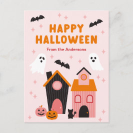 Spooky Niedlich Halloween Spuk Häuser Postkarte