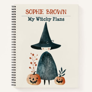 Spooky Niedlich Hexe & Pumpkins WasserfarbenkHallo Notizblock