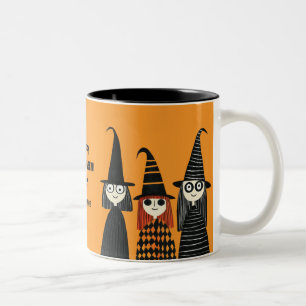 Spooky Niedlich Hexen und Familienname glücklich H Zweifarbige Tasse