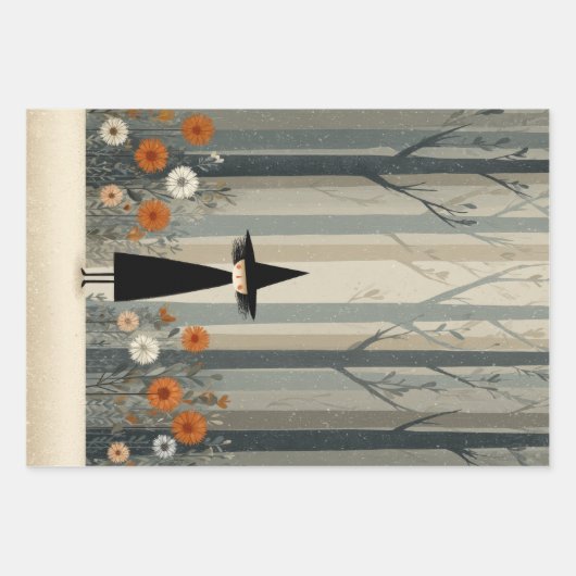 Spooky Niedlich Hexen WasserfarbenHalloween Geschenkpapier Set (Vorderseite 2)