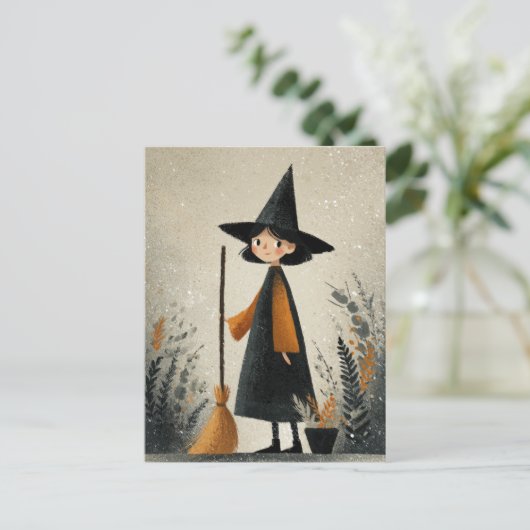 Spooky Niedlich HexenfarbenHalloween Postkarte (Stehend Vorderseite)