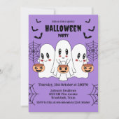 Spooky Niedlich Kawaii Cartoon Ghost Halloween-Par Einladung (Vorderseite)