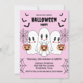 Spooky Niedlich Kawaii Cartoon Ghost Halloween-Par Einladung (Vorderseite)