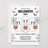 Spooky Niedlich Kawaii Cartoon Ghost Halloween-Par Einladung (Vorderseite)