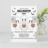 Spooky Niedlich Kawaii Cartoon Ghost Halloween-Par Einladung (Stehend Vorderseite)