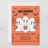 Spooky Niedlich Kawaii Cartoon Ghost Halloween-Par Einladung (Vorderseite)