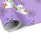 Spooky Niedlich Kawaii Cartoon Ghost Halloween-Par Geschenkpapier (Rolleneckpunkt)