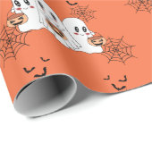 Spooky Niedlich Kawaii Cartoon Ghost Halloween-Par Geschenkpapier (Rolleneckpunkt)