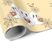 Spooky Niedlich Kawaii Cartoon Ghost Halloween-Par Geschenkpapier (Rolleneckpunkt)