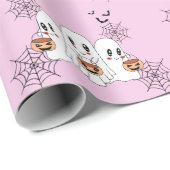 Spooky Niedlich Kawaii Cartoon Ghost Halloween-Par Geschenkpapier (Rolleneckpunkt)
