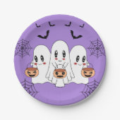 Spooky Niedlich Kawaii Cartoon Ghost Halloween-Par Pappteller (Vorderseite)