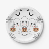 Spooky Niedlich Kawaii Cartoon Ghost Halloween-Par Pappteller (Vorderseite)